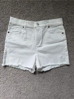 LOFT White Frayed Hem Denim Shorts